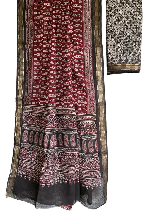 Maroon Soft Cotton Saree