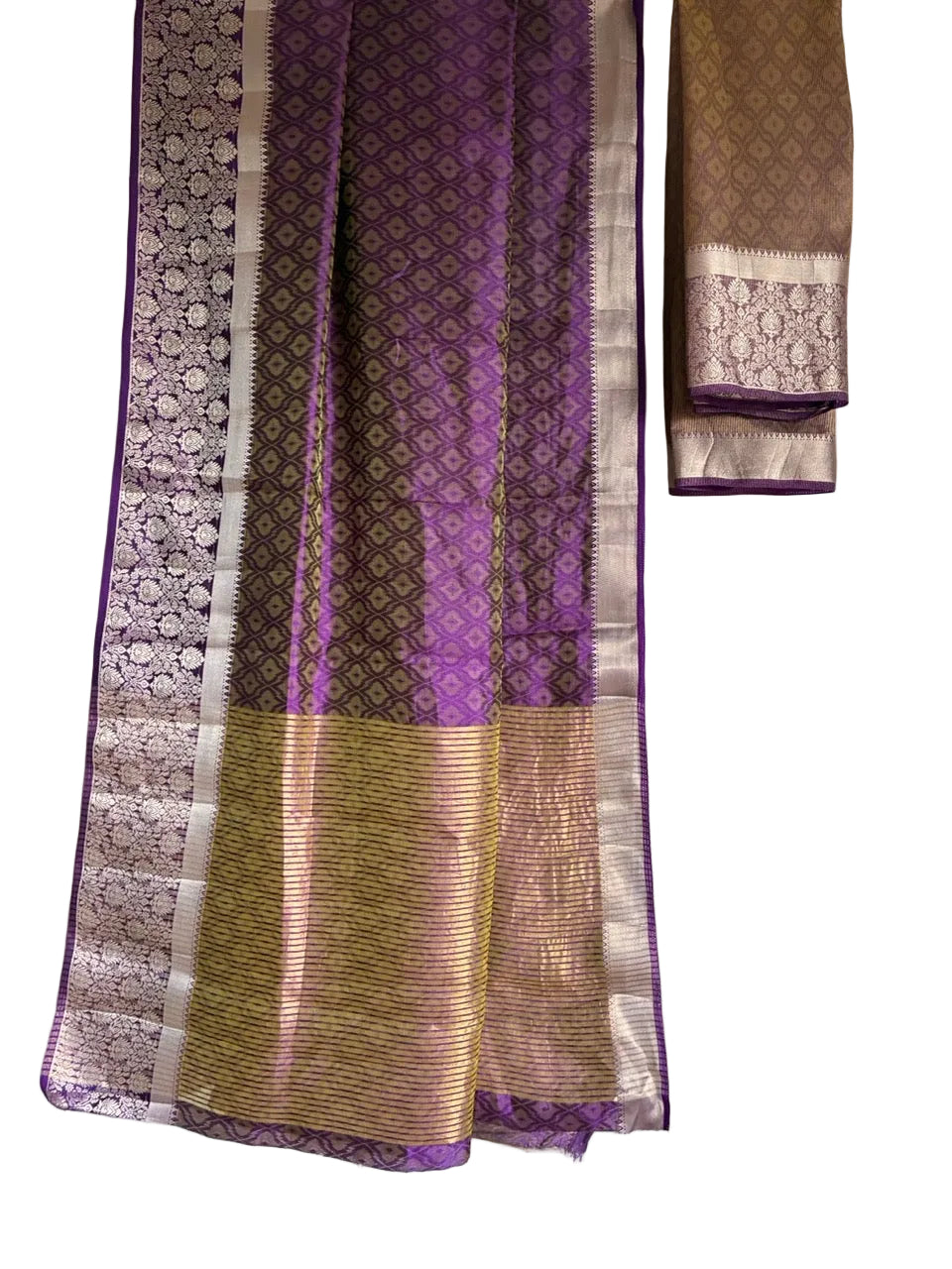 Purple Dual Shade Tissue Silk Saree