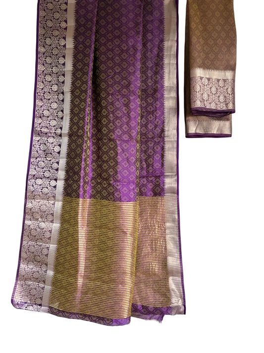 Purple Dual Shade Tissue Silk Saree