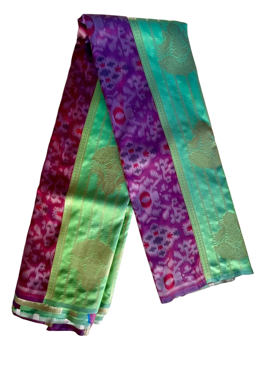 Neon Green and Purple Saree