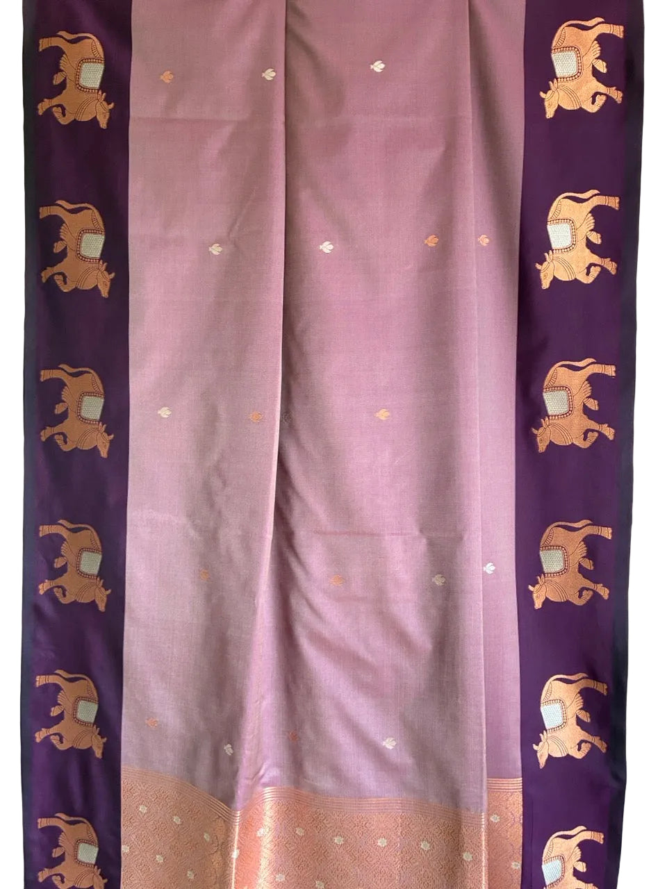 Purple Cow Motif Soft Silk aariyaa Saree
