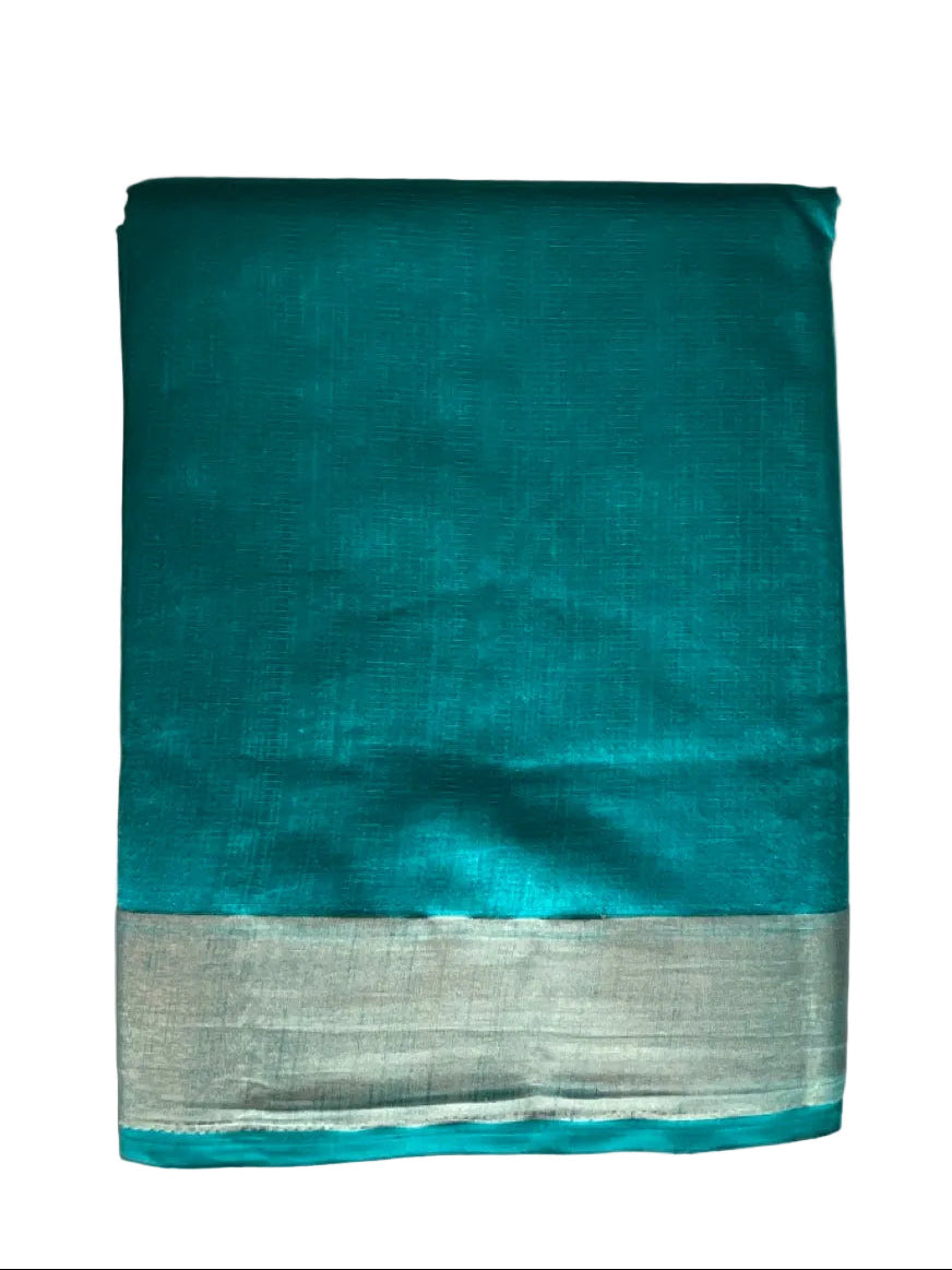 Blue Jute Cotton Plain Aariyaa Saree