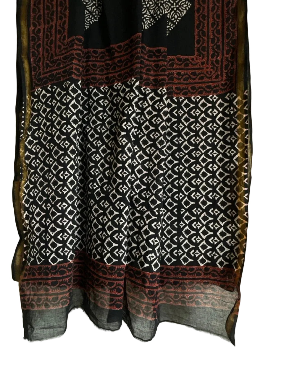 Black Block Print Cotton aariyaa Saree