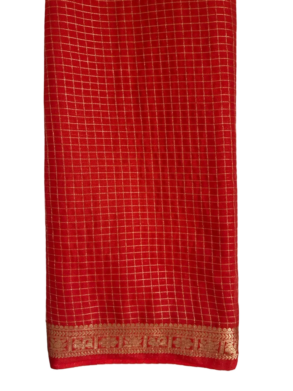 Orange Checks Soft Crepe aariyaa Saree
