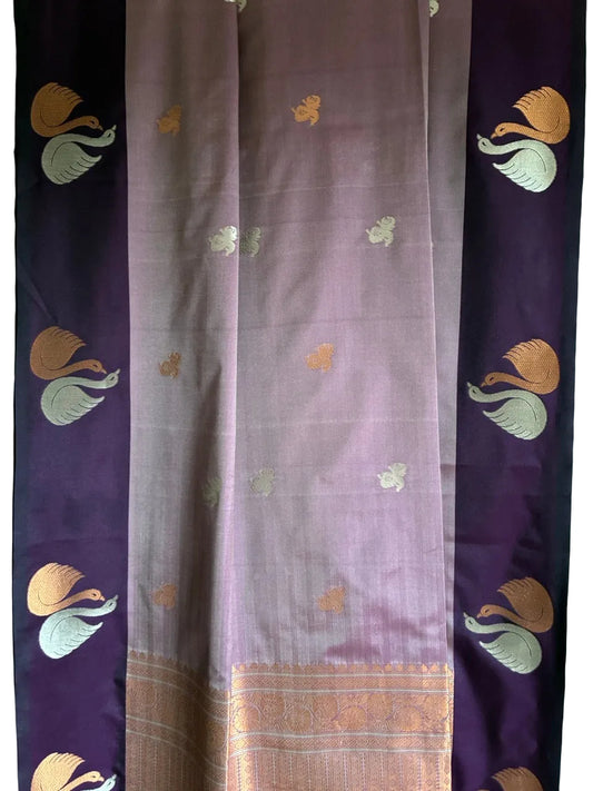 Swan Soft Silk aariyaa Saree in Purple & Copper