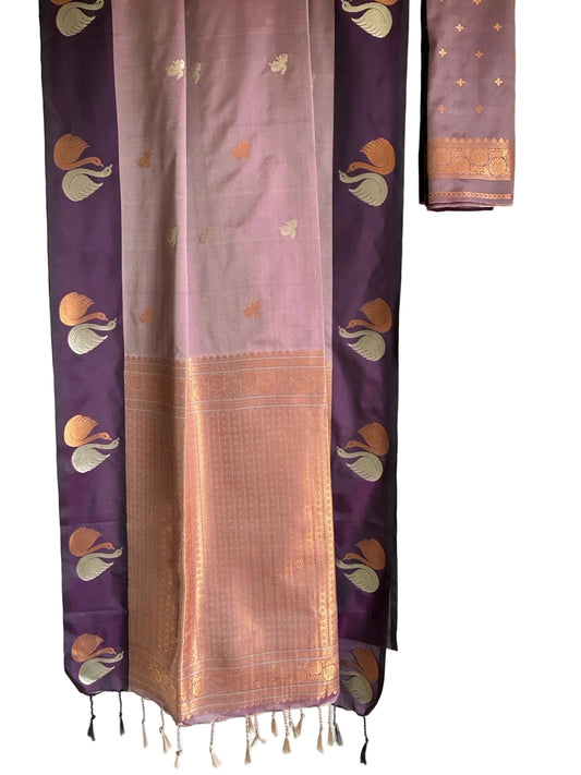 Swan Soft Silk aariyaa Saree in Purple & Copper
