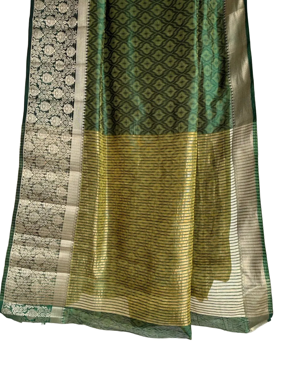 Green Dual Shade Tissue Silk aariyaa Saree