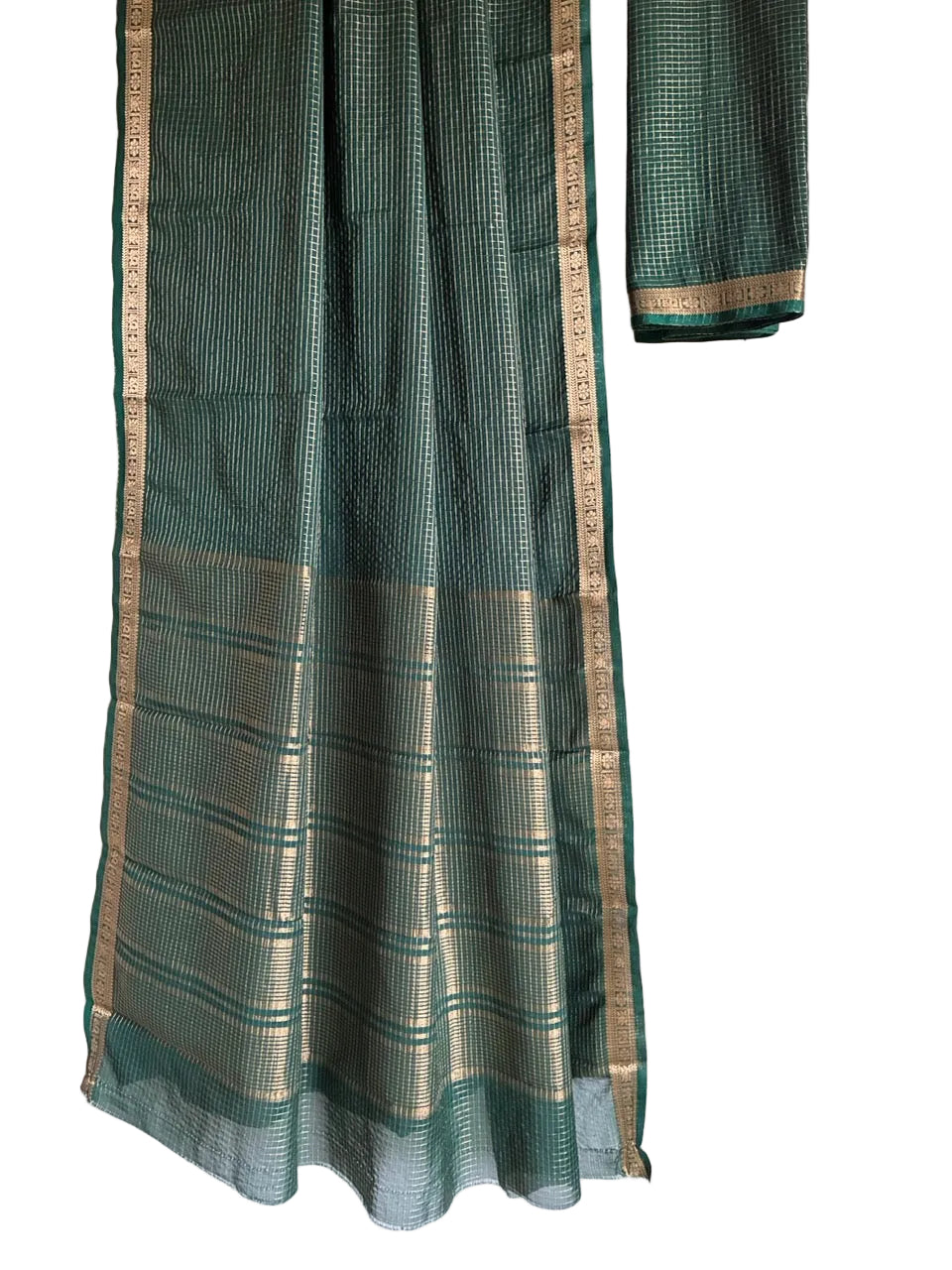 Green Checks Soft Crepe aariyaa Saree