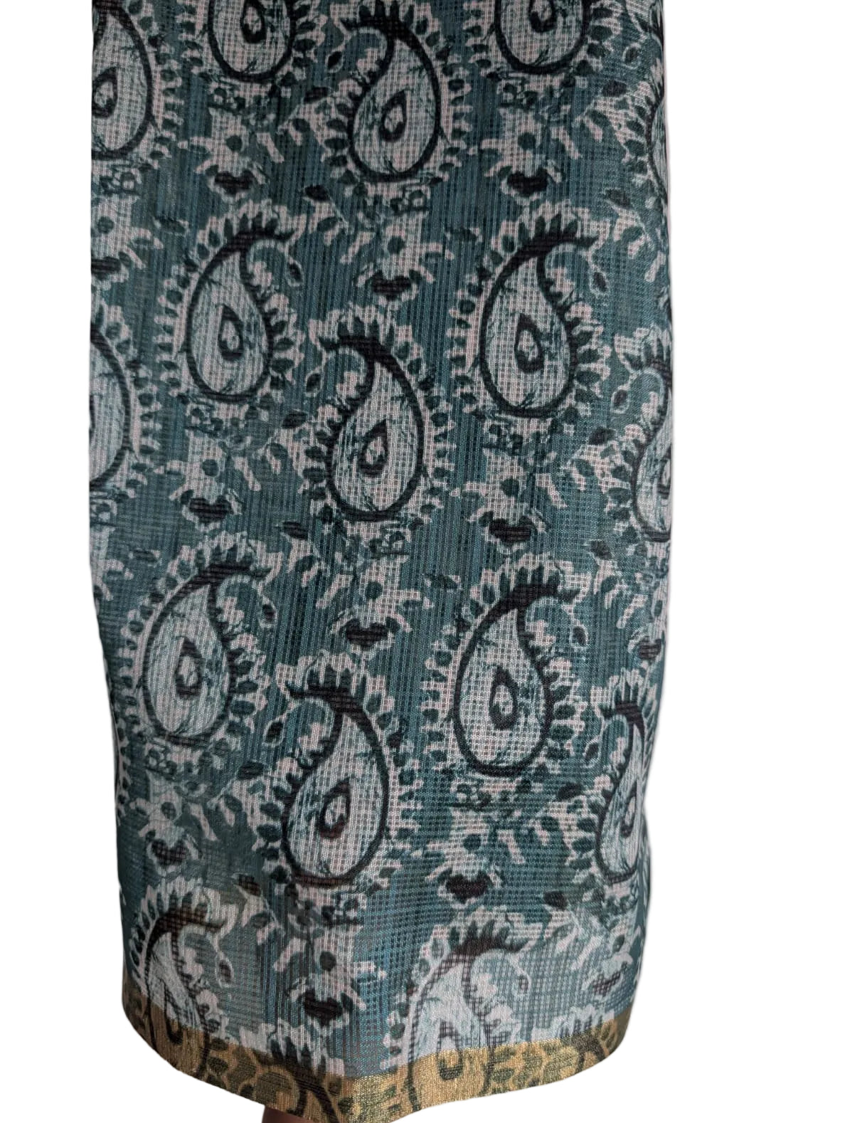 Green and Black Paisley Kota Doria Saree