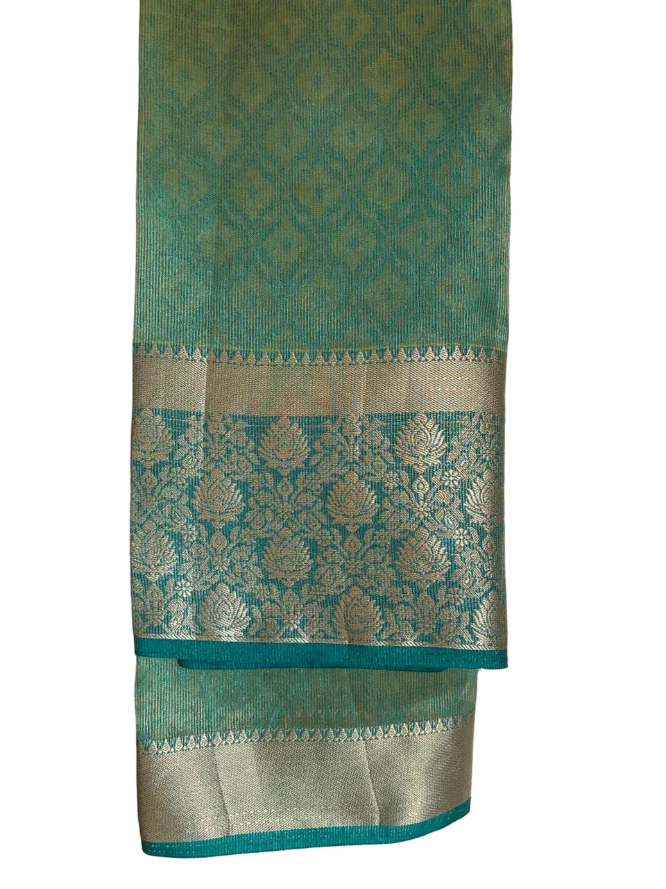 Teal Blue Dual Shade Tissue Silk Saree 