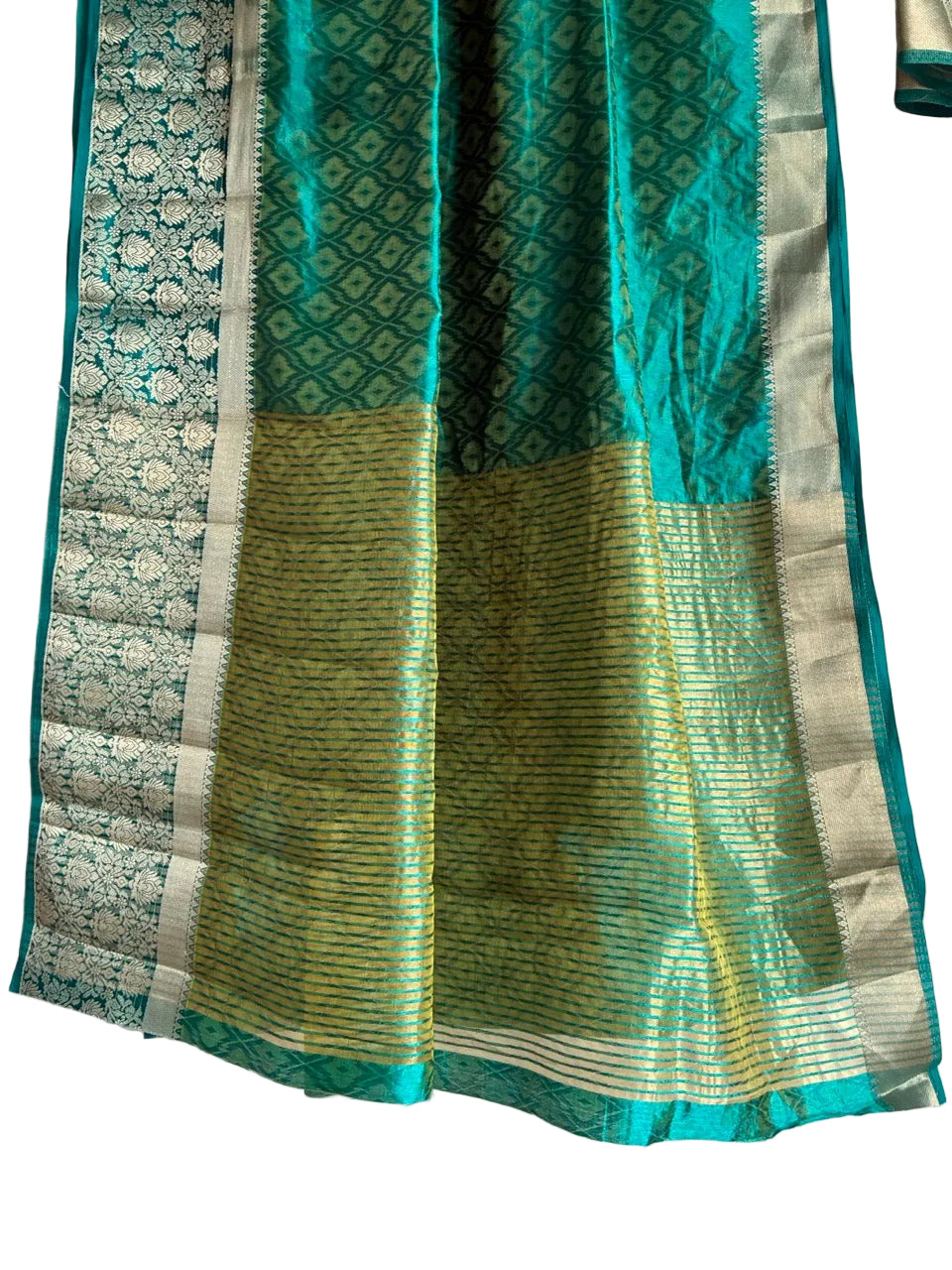 Teal Blue Dual Shade Tissue Silk Saree 