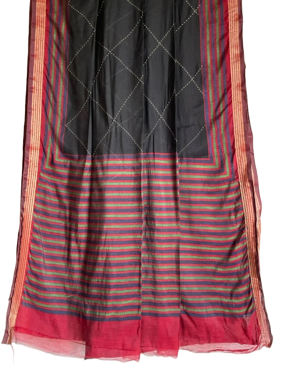 Black Kantha Cotton Saree