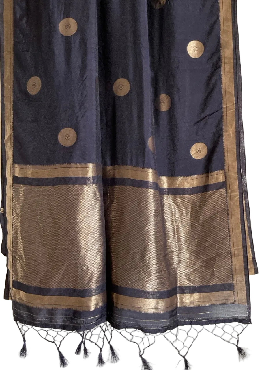 Blue Viscose Cotton Saree