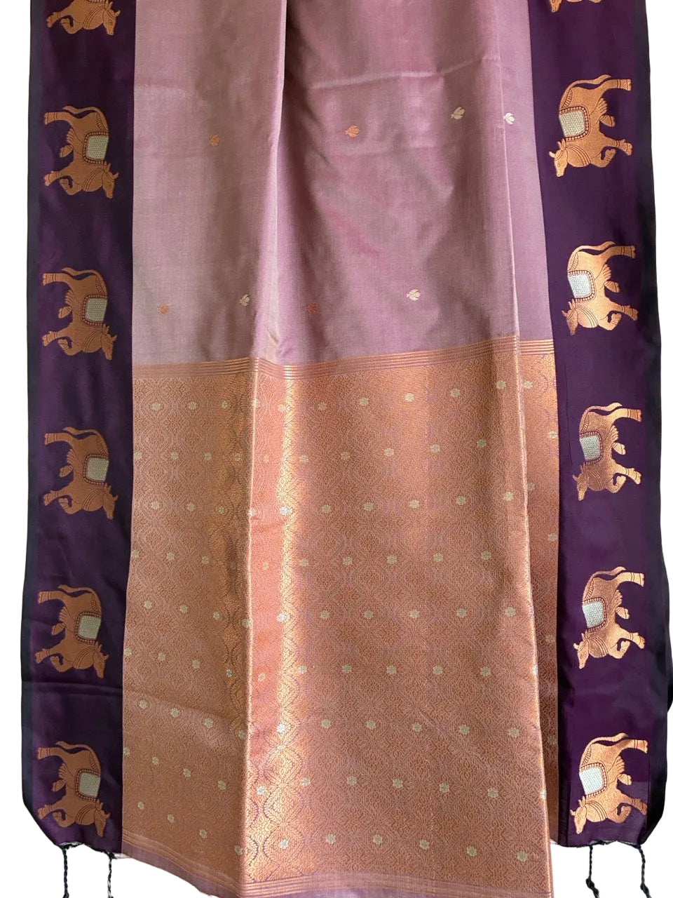 Purple Cow Motif Soft Silk aariyaa Saree