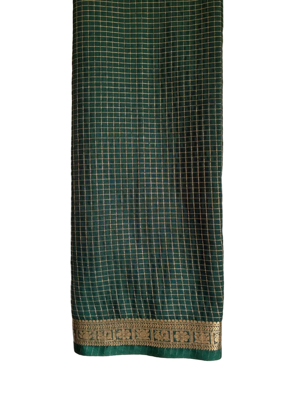 Green Checks Soft Crepe aariyaa Saree