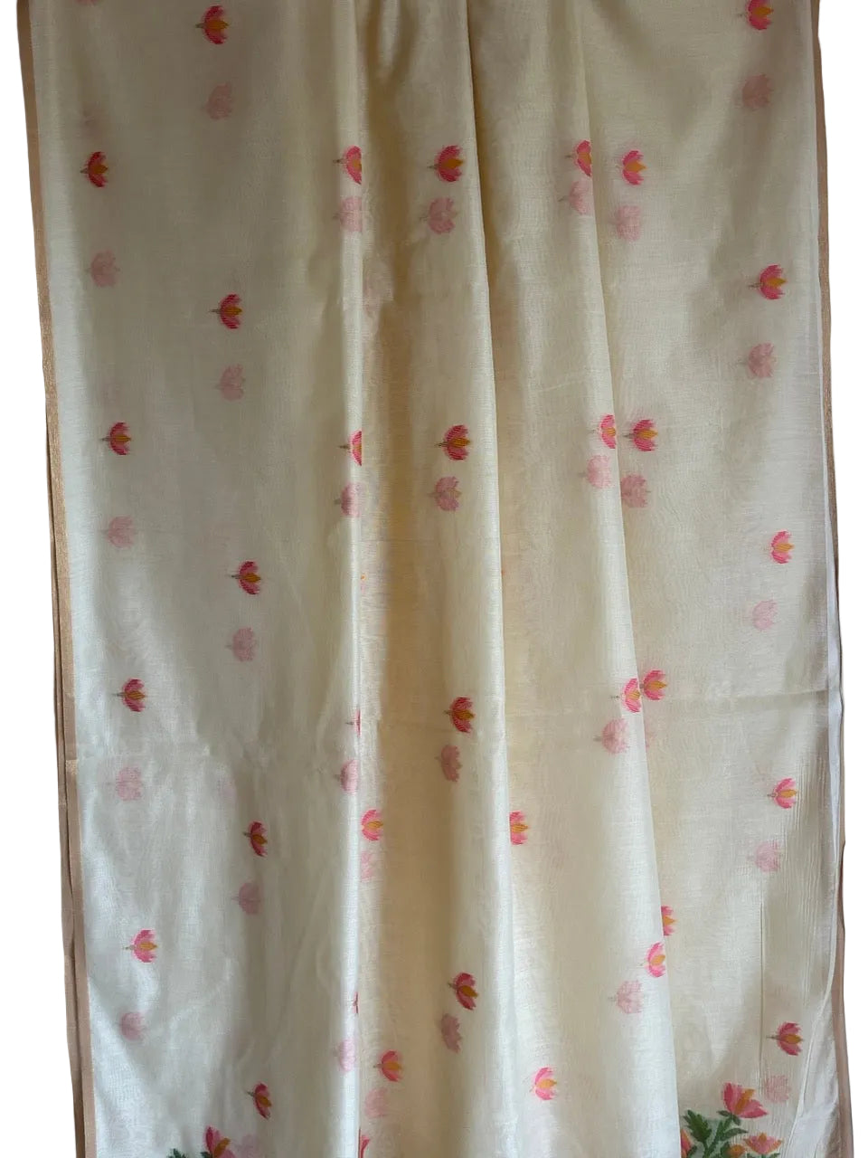 Off White Jamdani Cotton Aariyaa Saree with Lotus Motifs