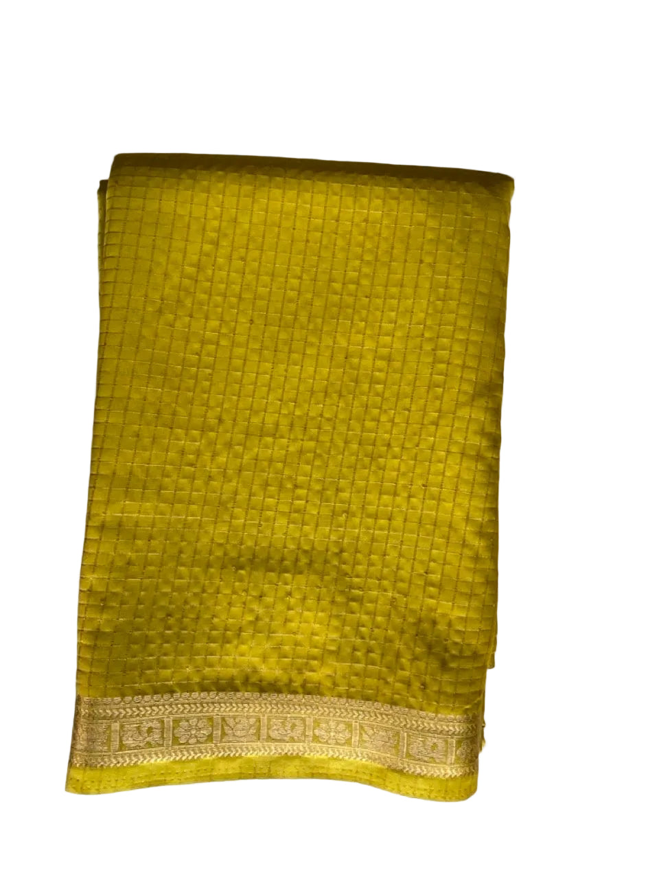 Yellow Checks Soft Crepe aariyaa Saree