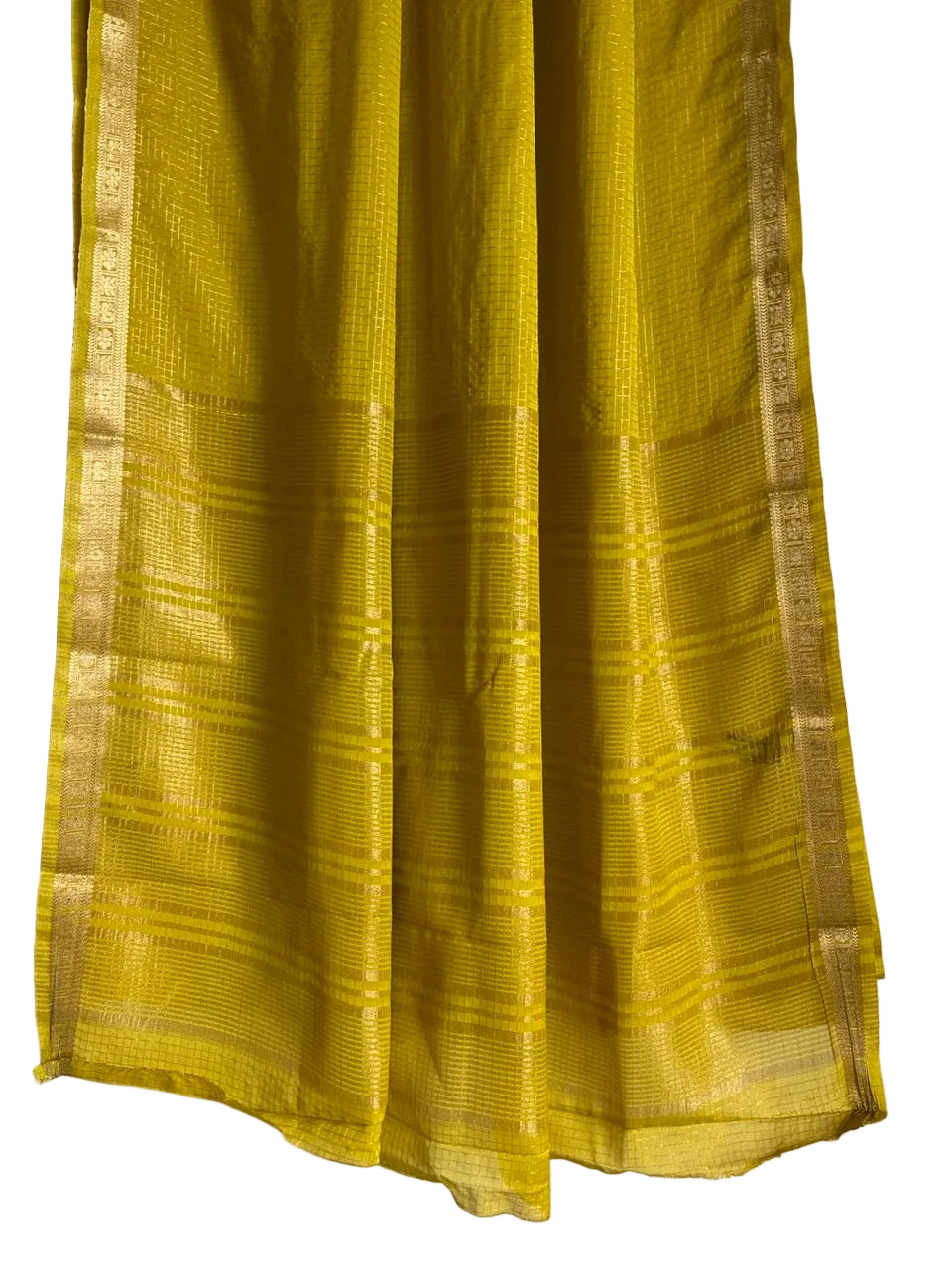Yellow Checks Soft Crepe aariyaa Saree
