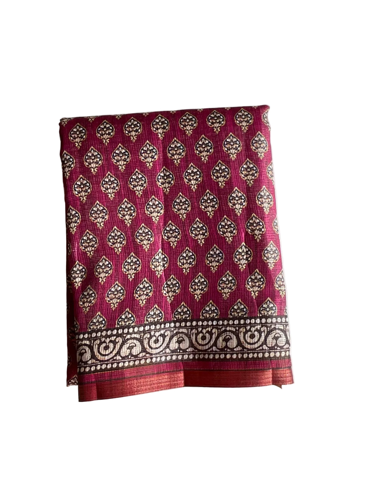  Wine Floral Print Kota Doria Saree