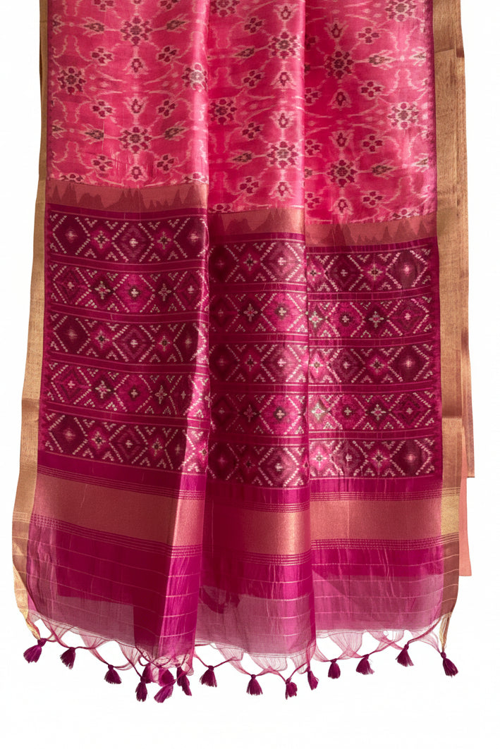 Pink Patola Soft Silk Saree