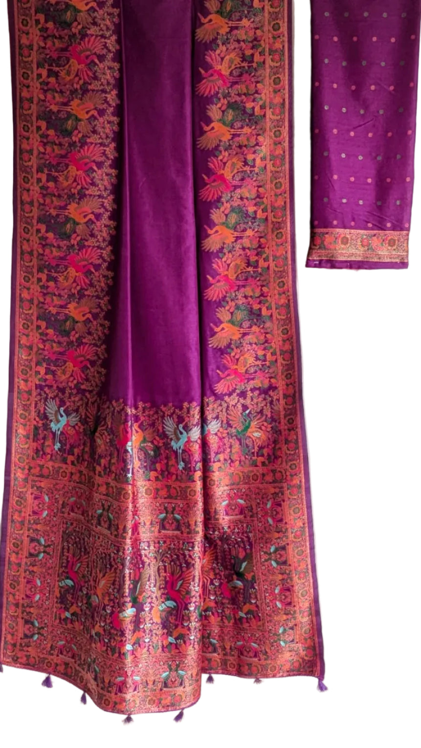 Purple Handwoven Soft Silk Saree