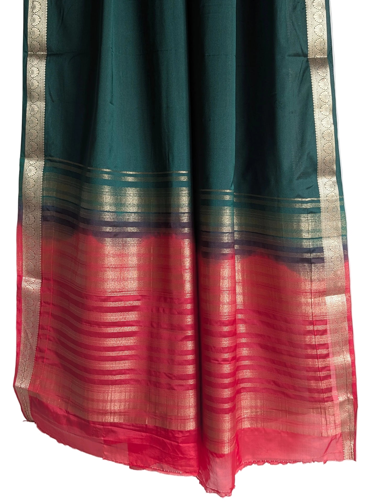 Green and Red Crepe Saree