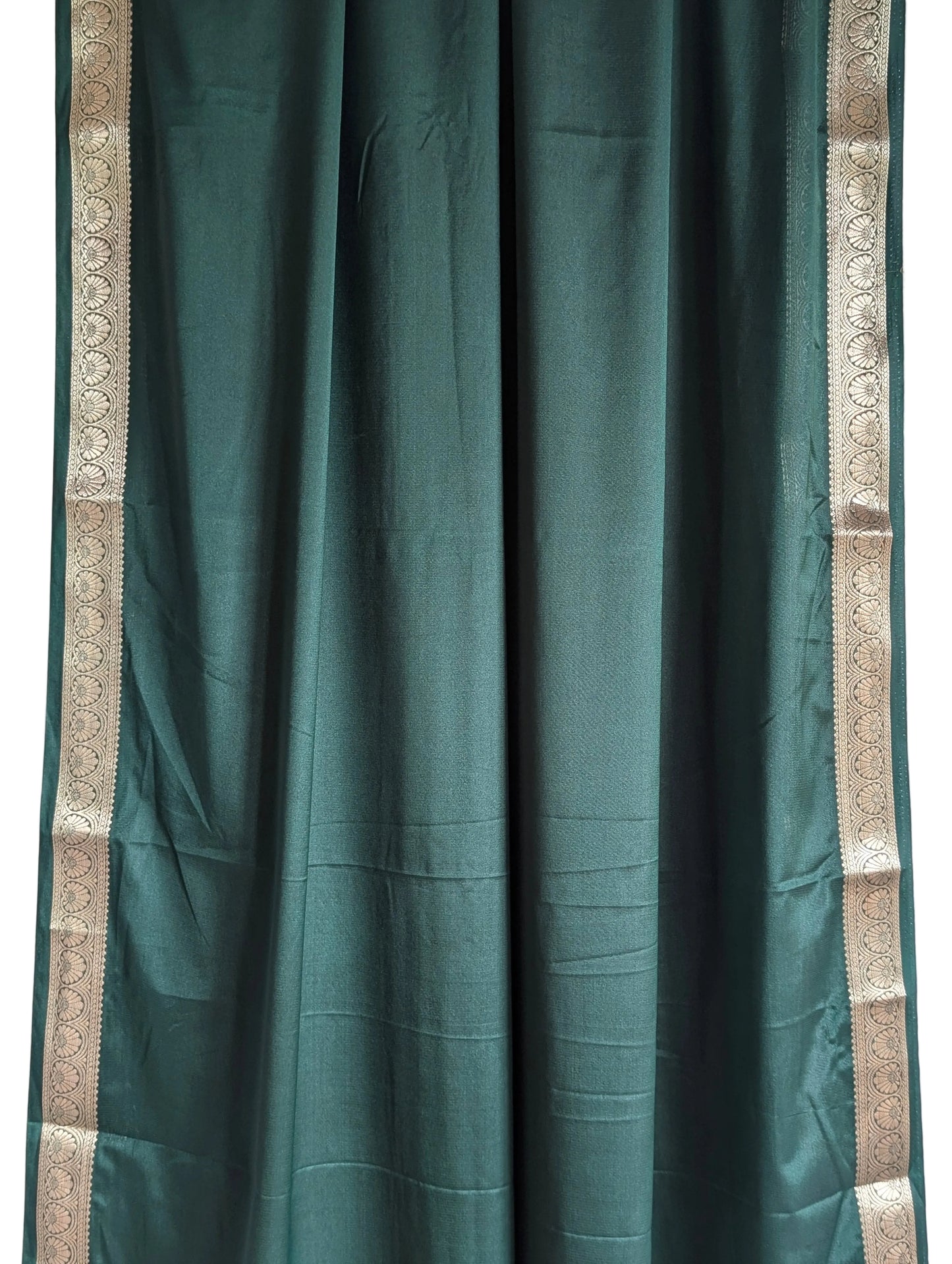 Green and Red Crepe Saree