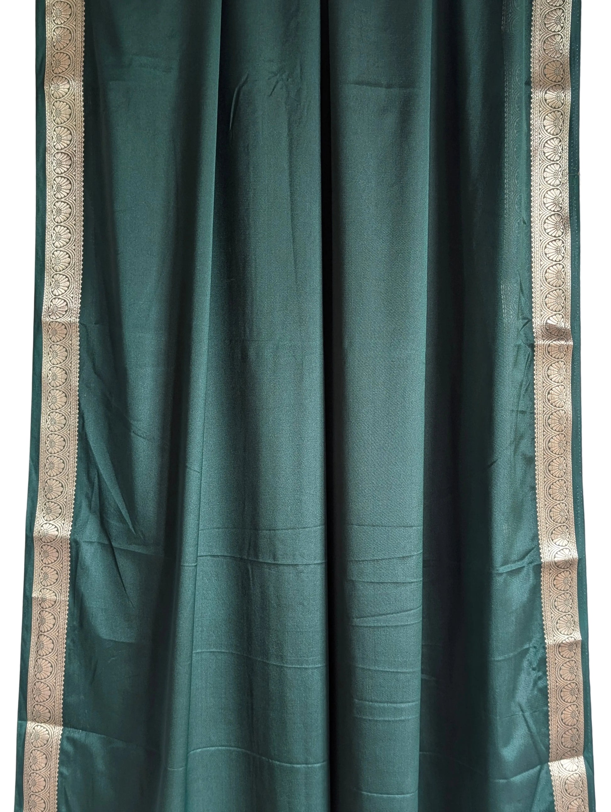 Green and Red Crepe Saree