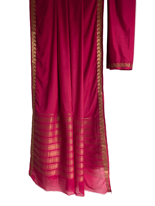 Pink with mango motifs Crepe Saree