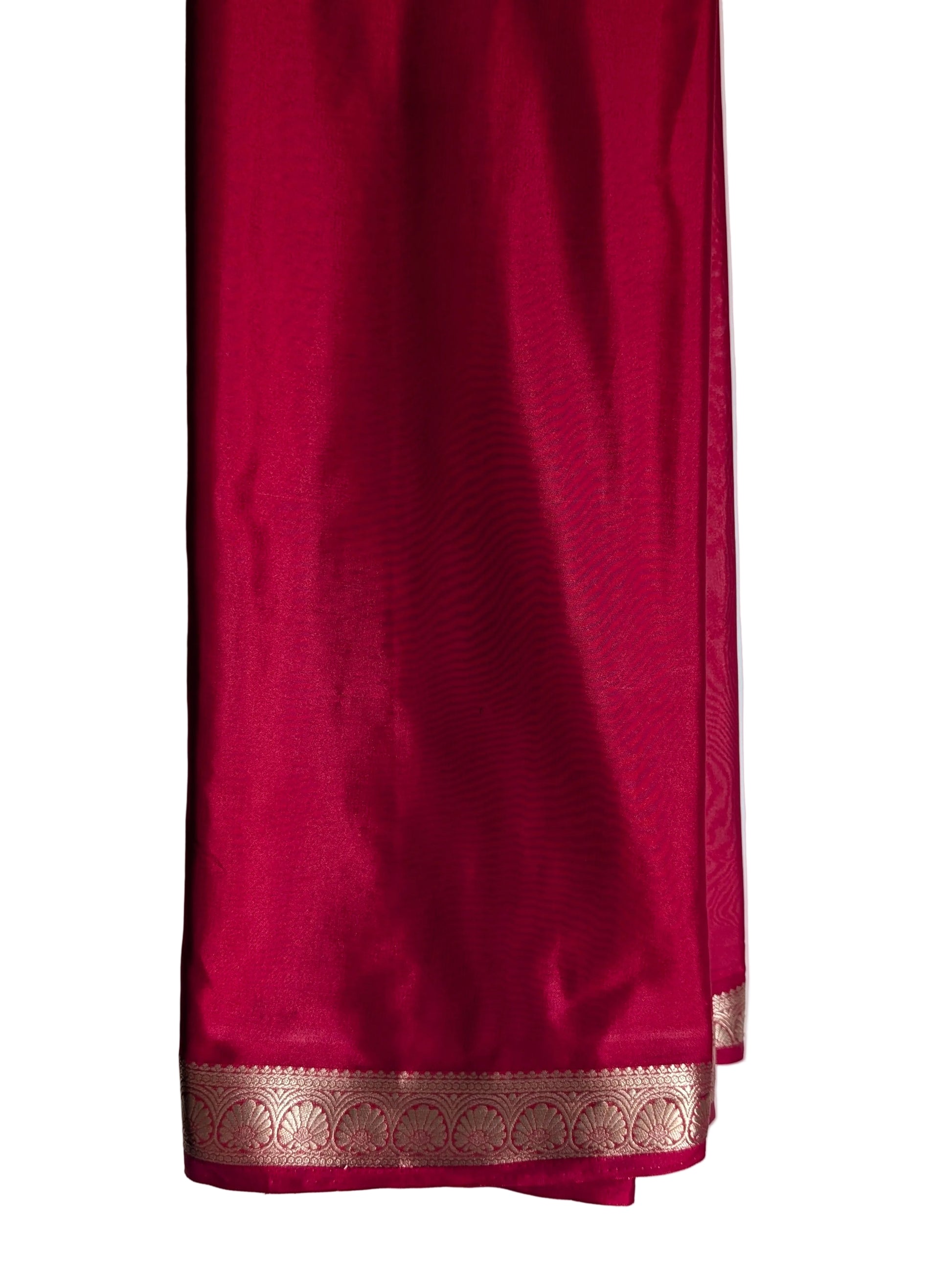 Green and Red Crepe Saree