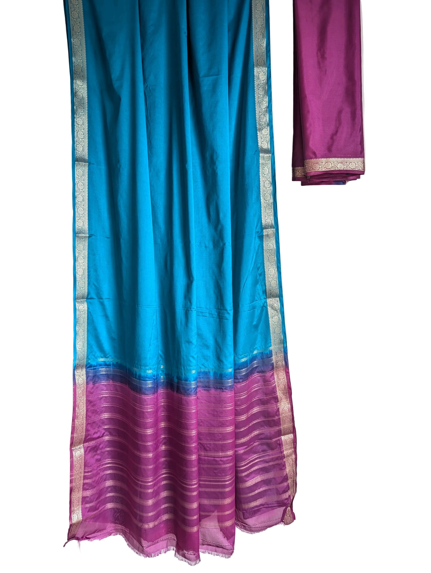 Blue and Purple Crepe Saree