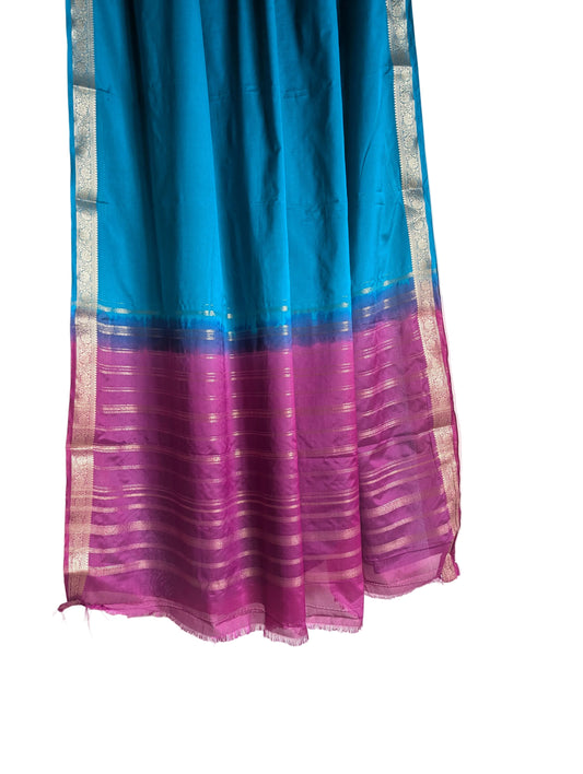 Blue and Purple Crepe Saree