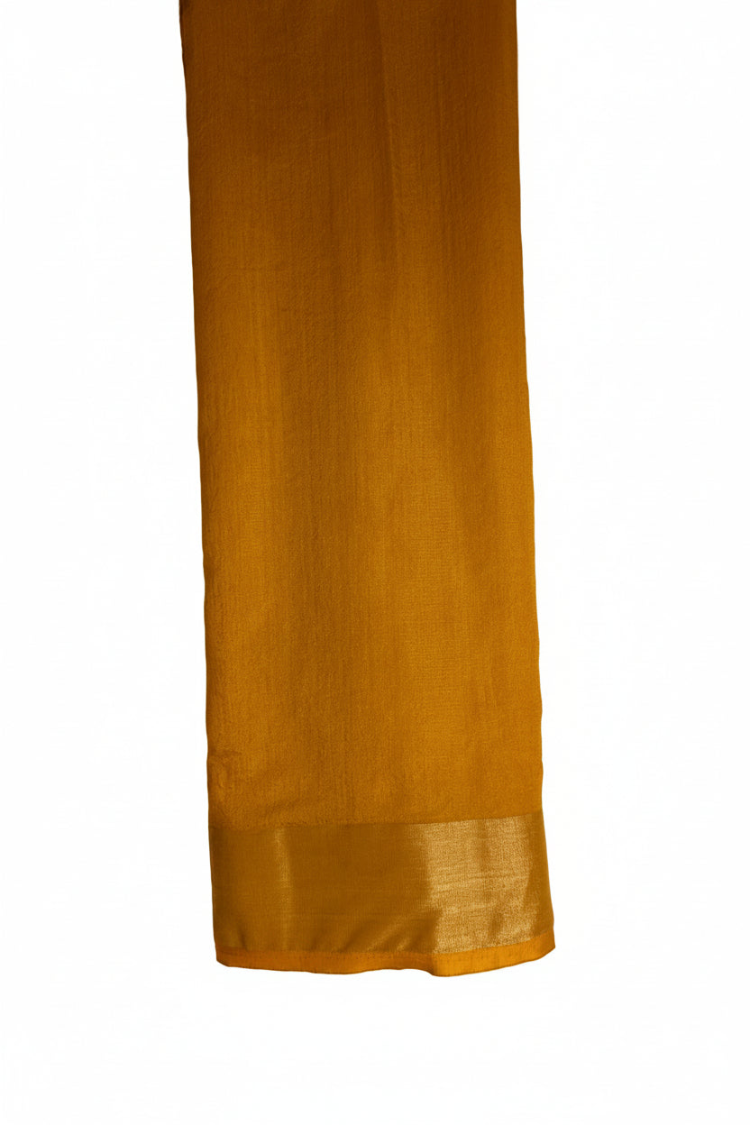 Yellow Jute Cotton Plain aariyaa Saree