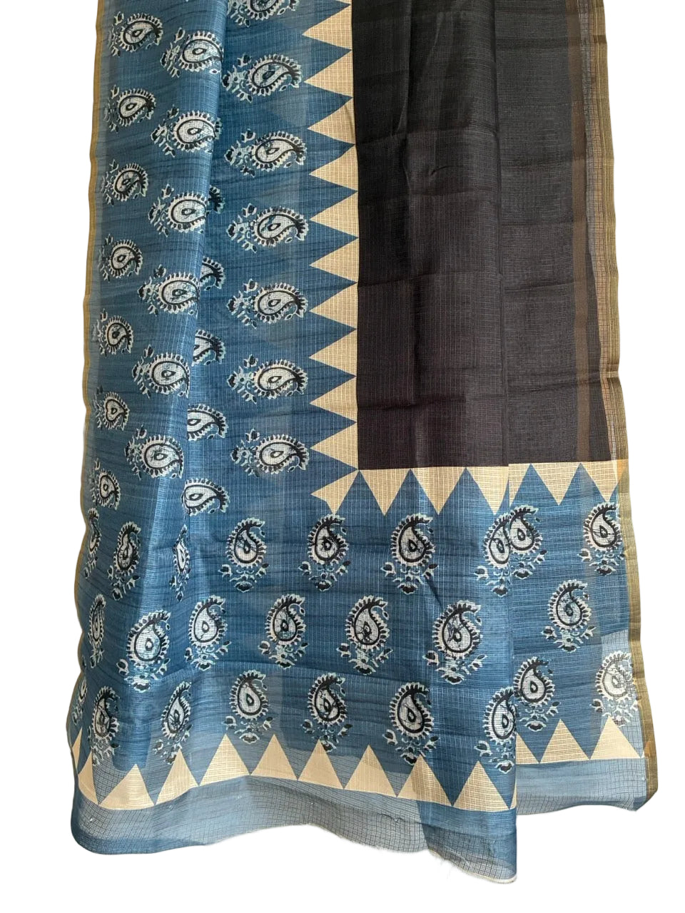 Blue Black Kota Doria Cotton aariyaa  Saree