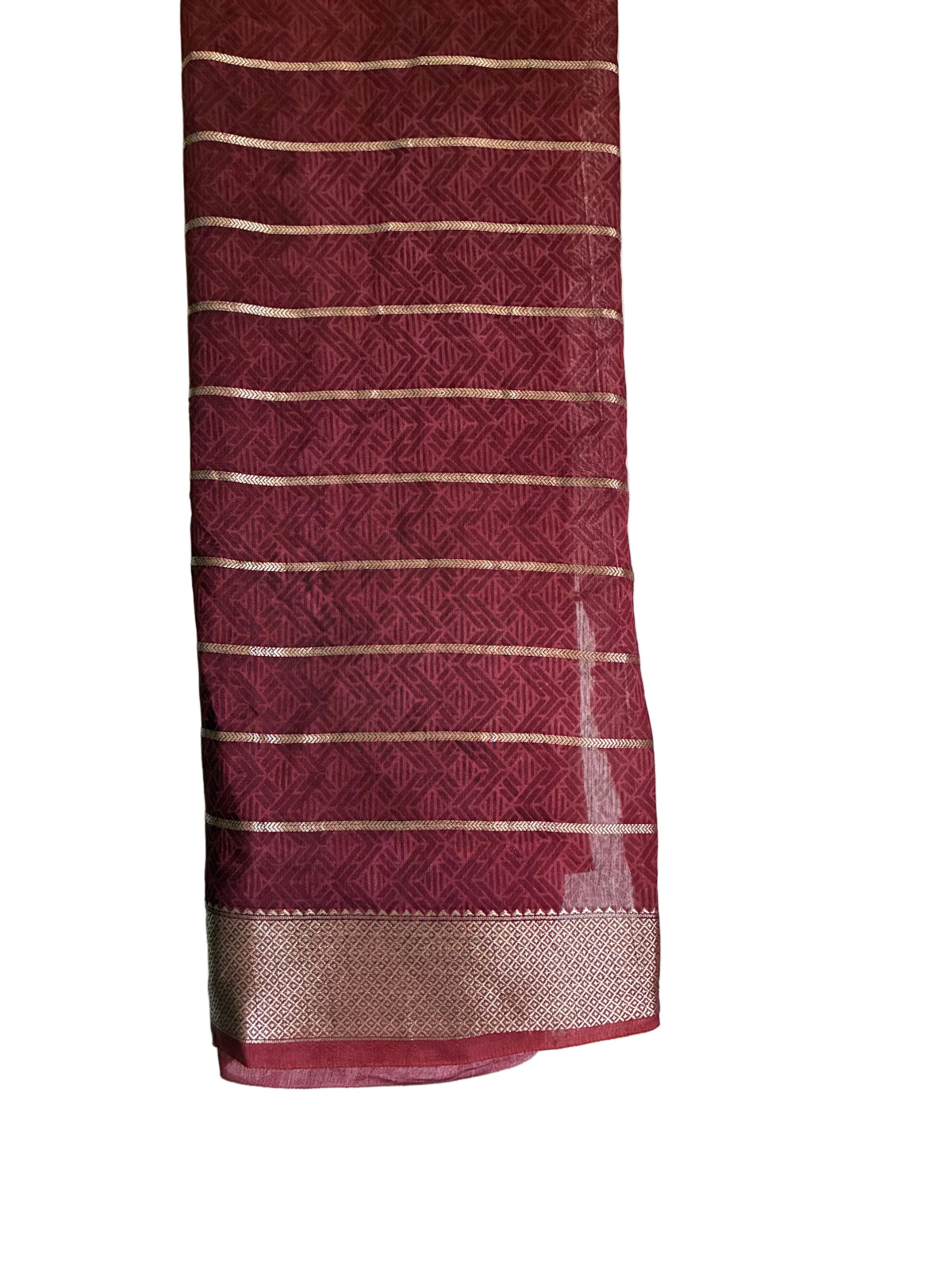 Unstitched blouse piece in deep red with matching white Kalamkari floral print Aariyaa studio Bengaluru