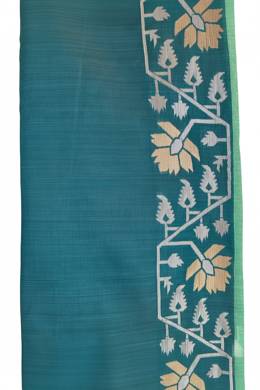 teal blue green woven aariyaa saree