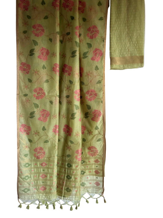 Green Jamdani Floral Saree