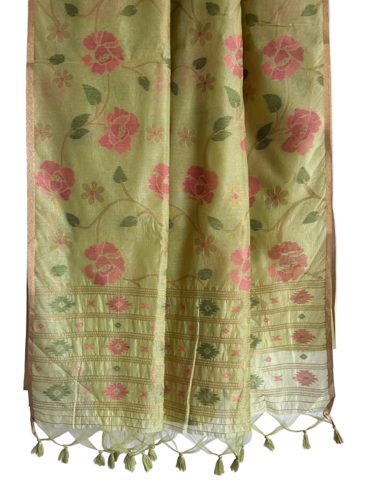 Green Jamdani Floral Saree