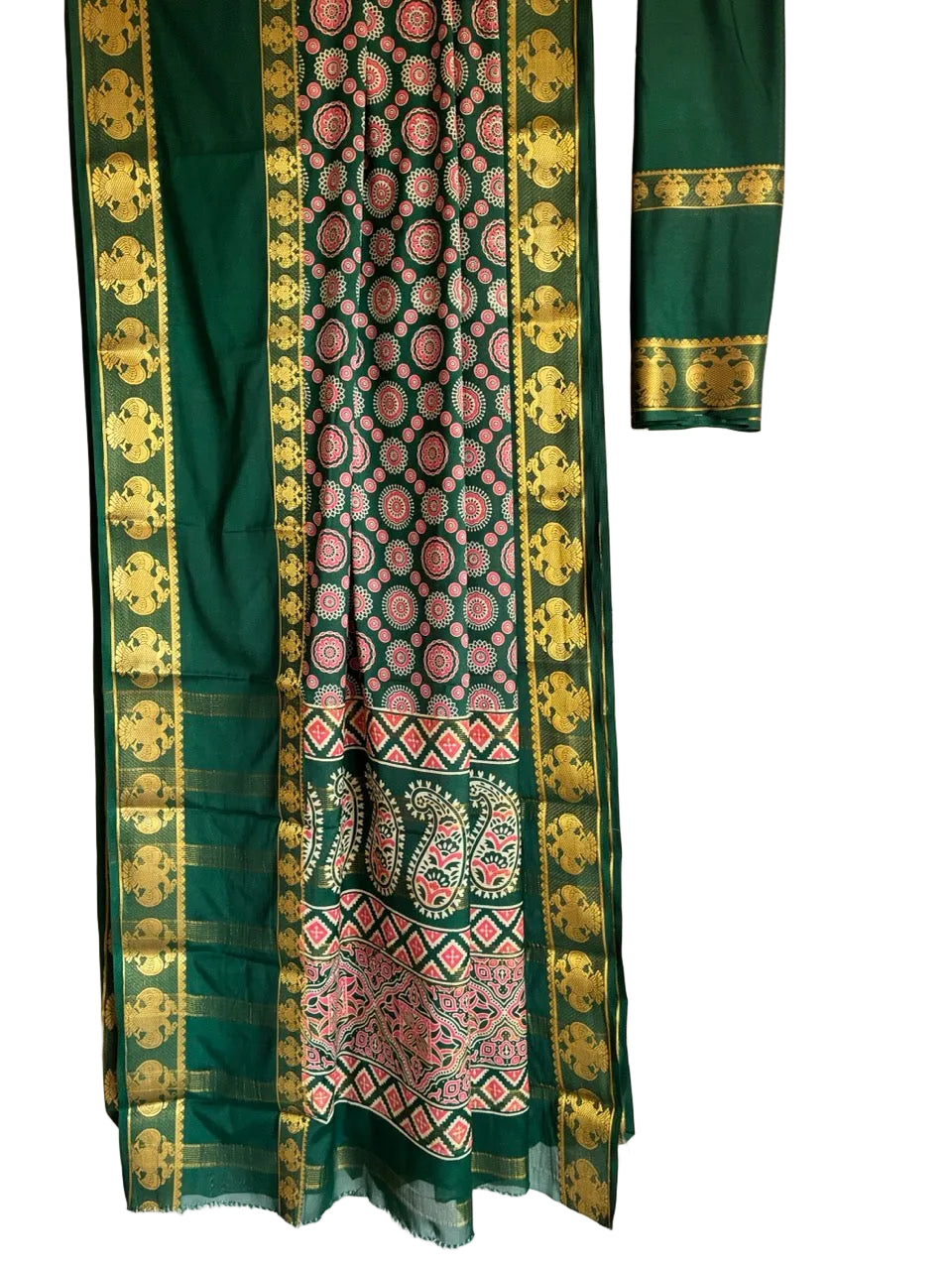 Green saree with Gandhabherunda, EVERYDAY WEAR  Aariyaa studio Bangalore