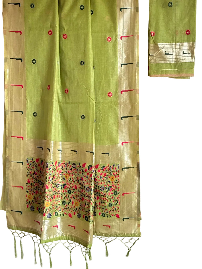 Green Paithani Multicolor Saree