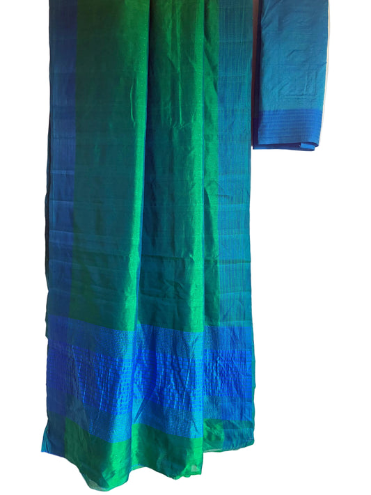 Green Blue Dual Shaded Saree