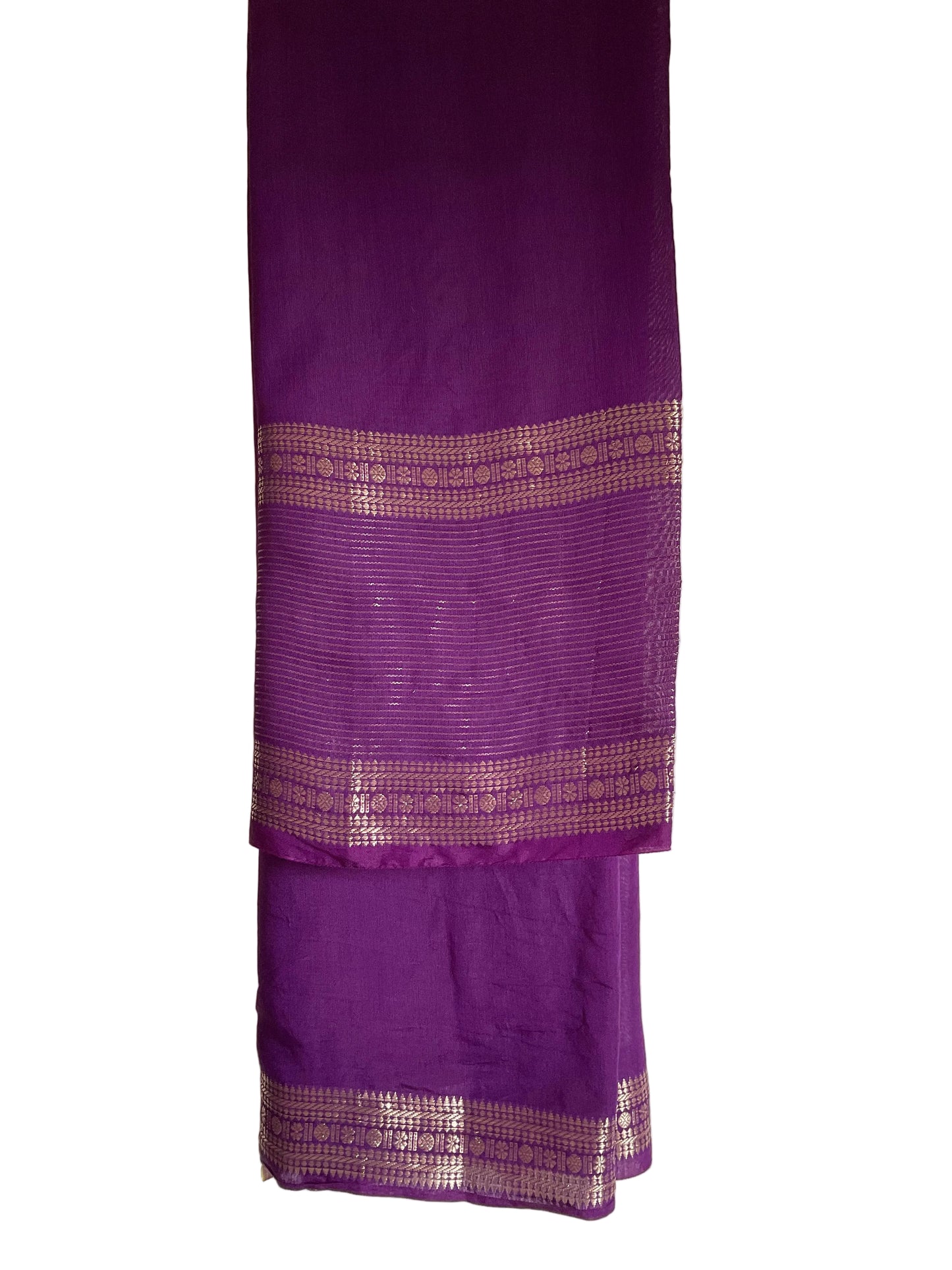 Green Assam Silk Saree with Purple Zari Border