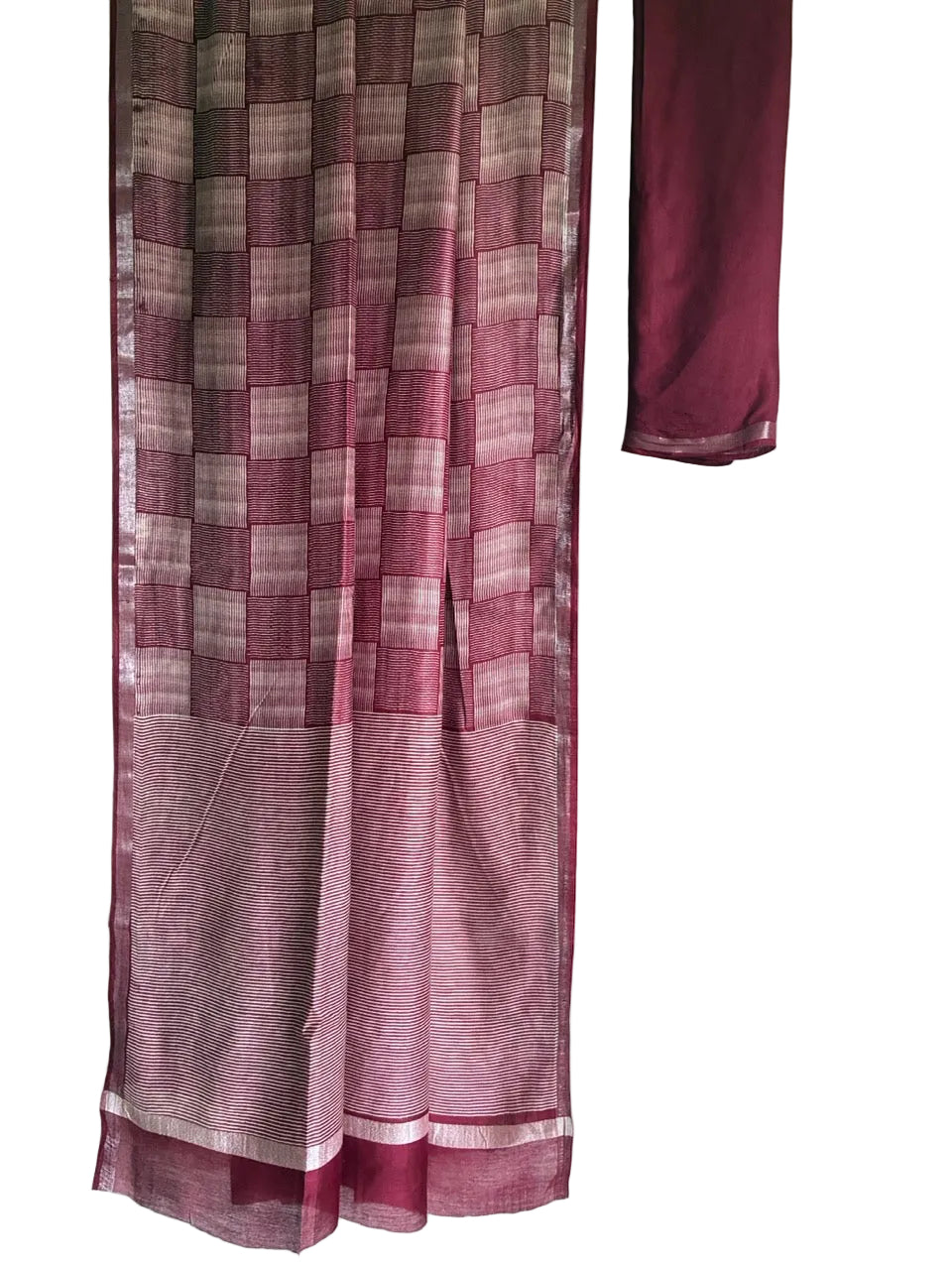 magenta Mul Cotton Checks Saree