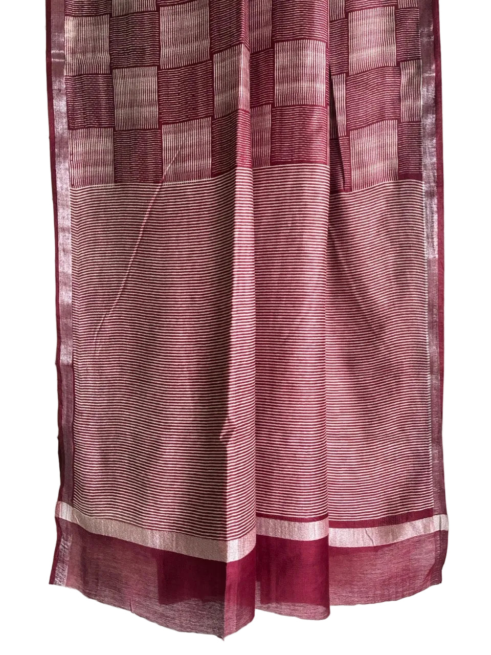 magenta Mul Cotton Checks Saree