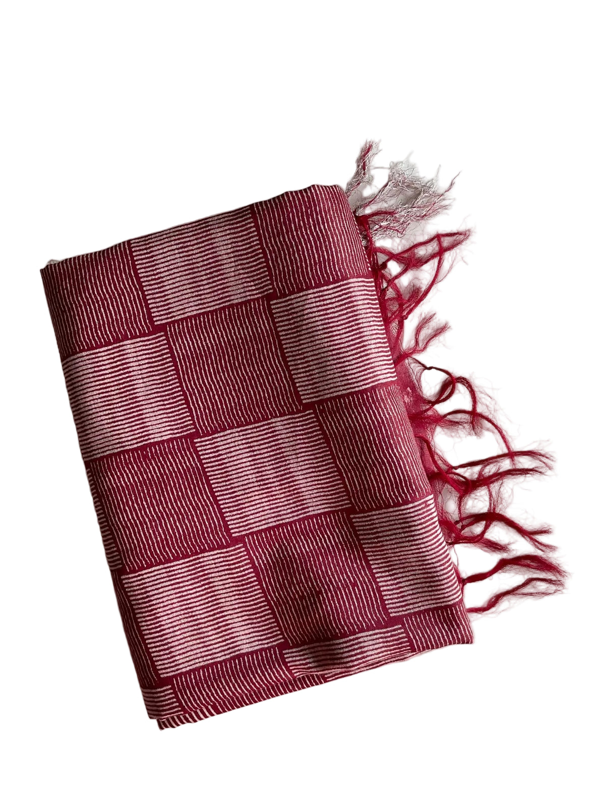 magenta Mul Cotton Checks Saree