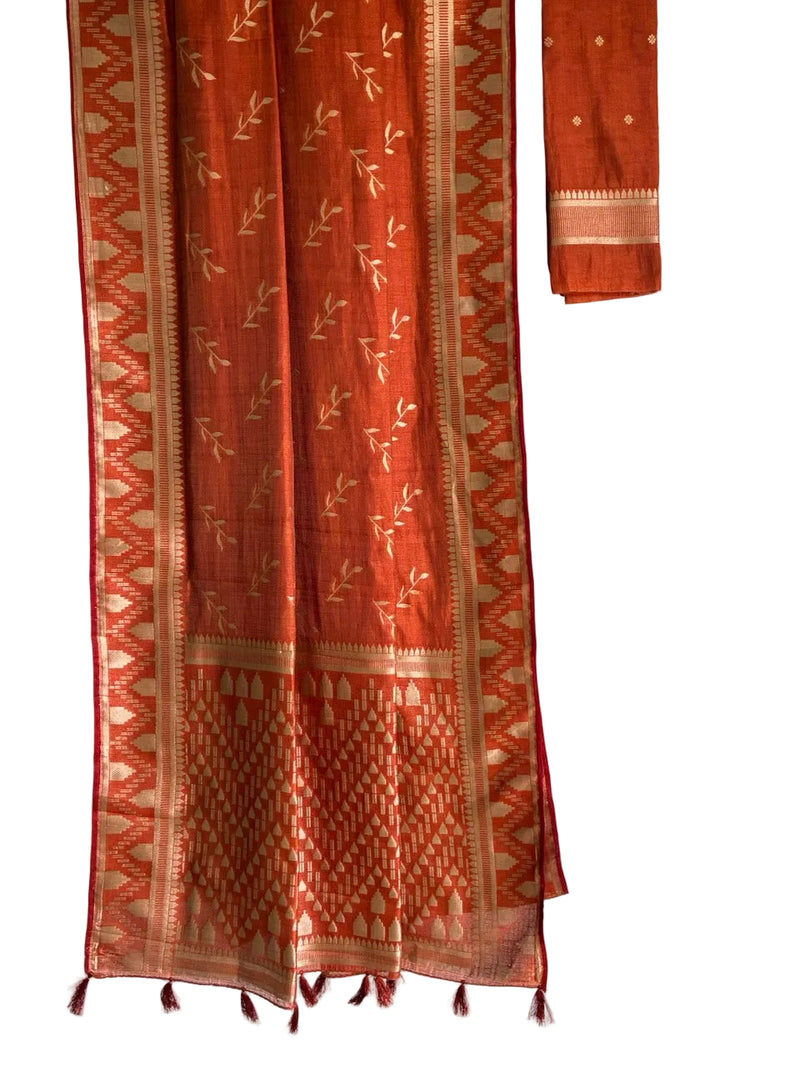 Orange Cotton Silk Saree