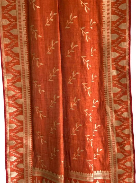 Orange Cotton Silk Saree