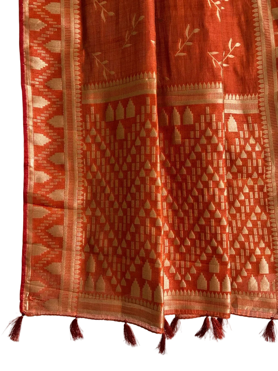 Orange Cotton Silk Saree