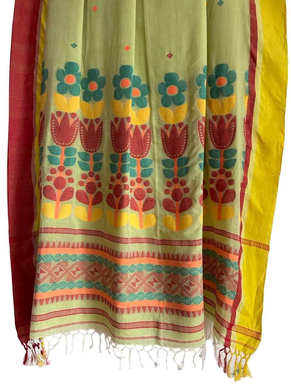 Pista Green Bengal Cotton Saree
