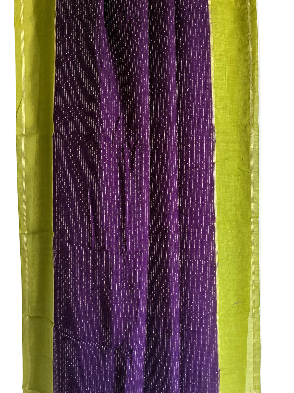 purple lime green with minimal gold zari assam silk elegant wear classic soft light  close up view aariyaa saree 